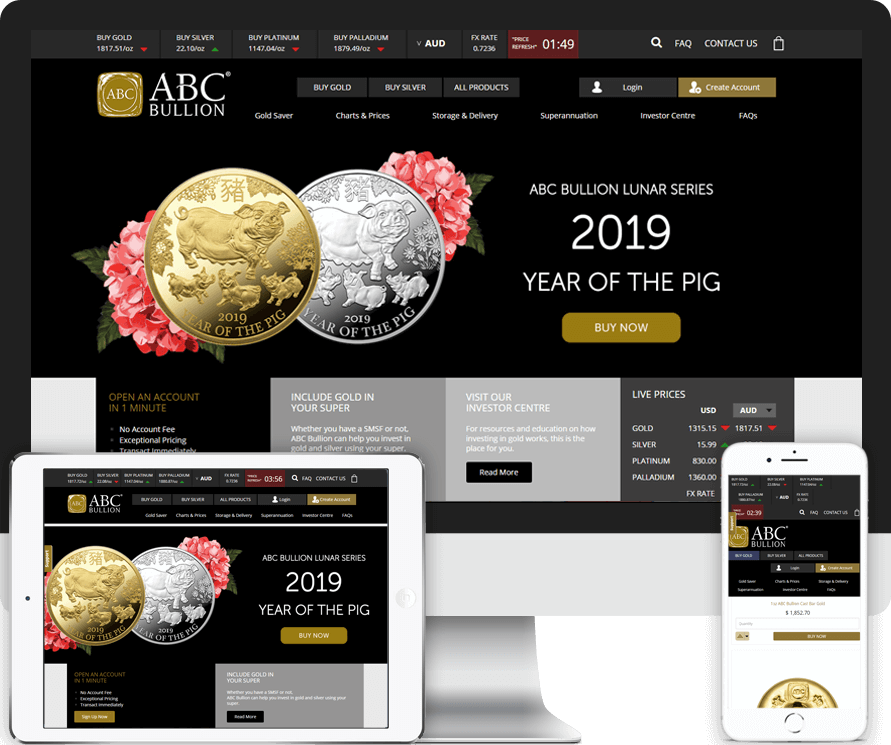 ABC Bullion Custom E-Commerce Website and Client Portal